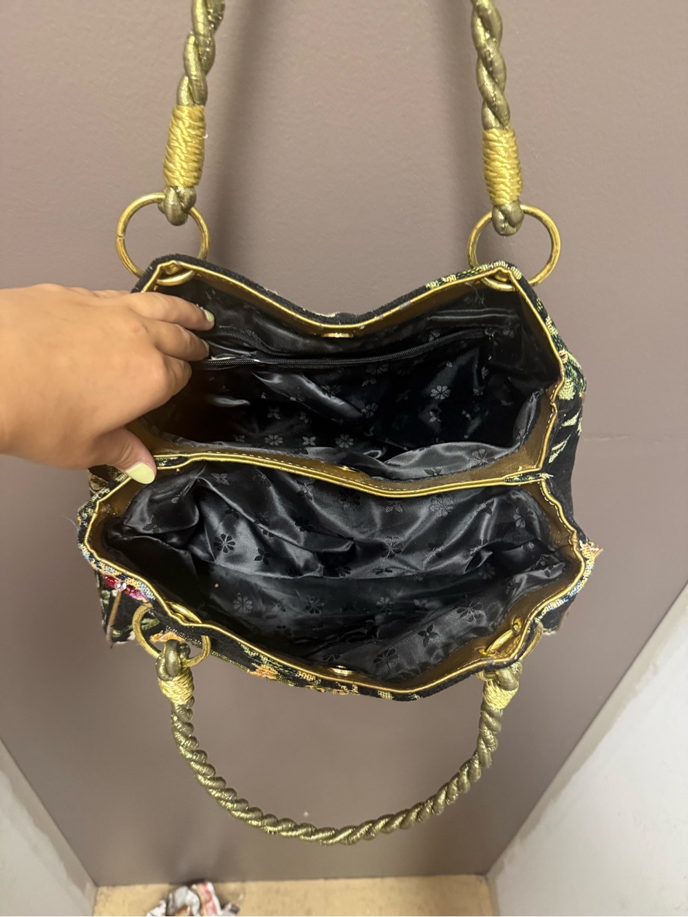 Embellished Black Floral Sequin Shoulder Bag - Picture 10 of 14